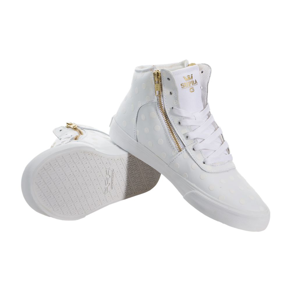 Chaussures de Skate Supra Cuttler Blanche White/White Femme | OAP-28537113